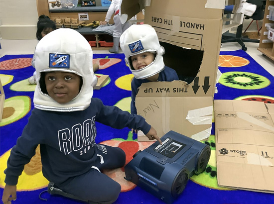 nursery children creative play box building spaceship